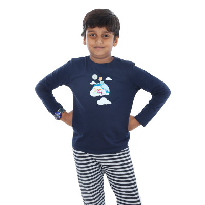 Blue Full Sleeve Boys Pyjama - Dream Big